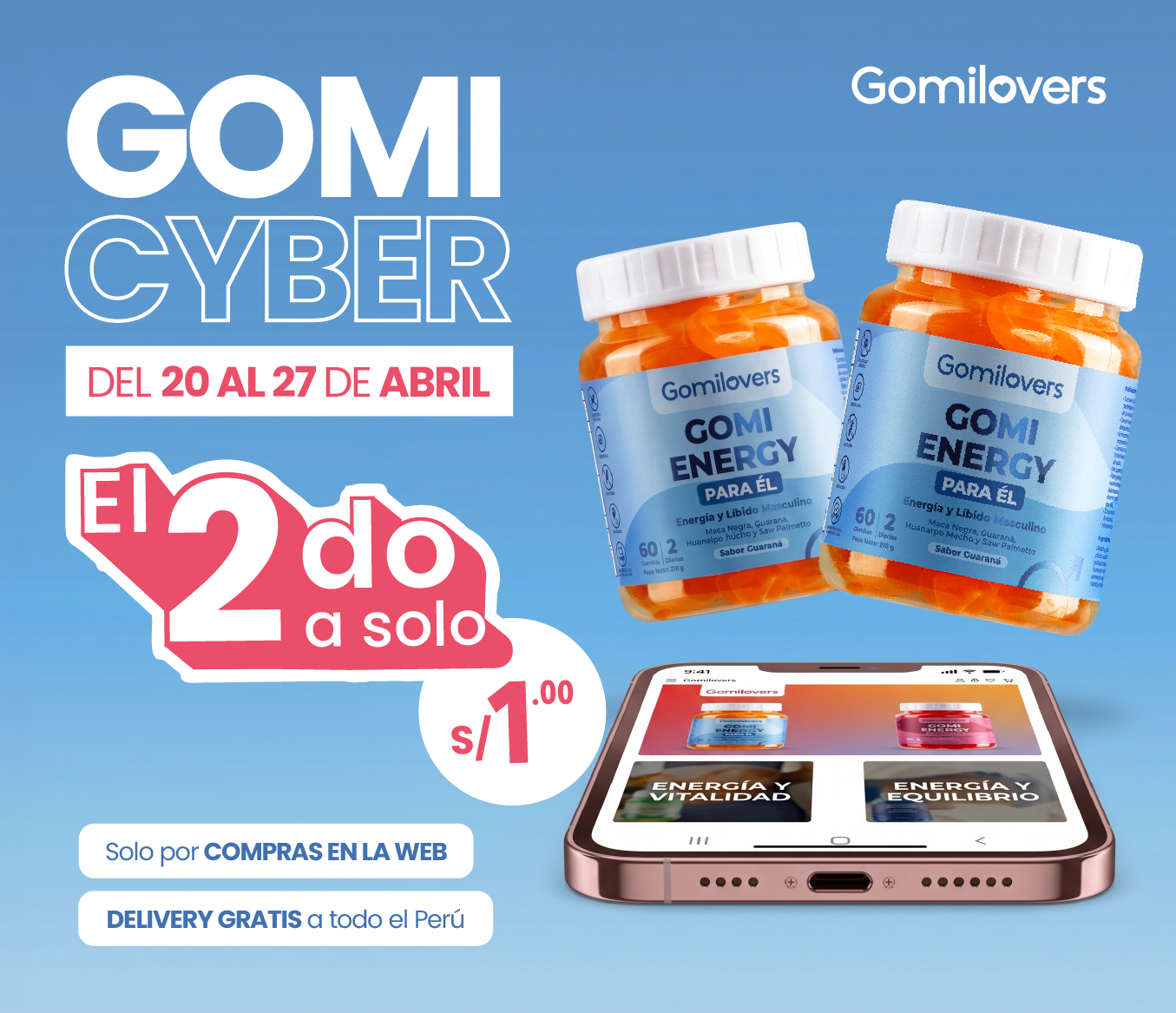 GOMI ENERGY PARA ÉL (2do frasco a S/1)